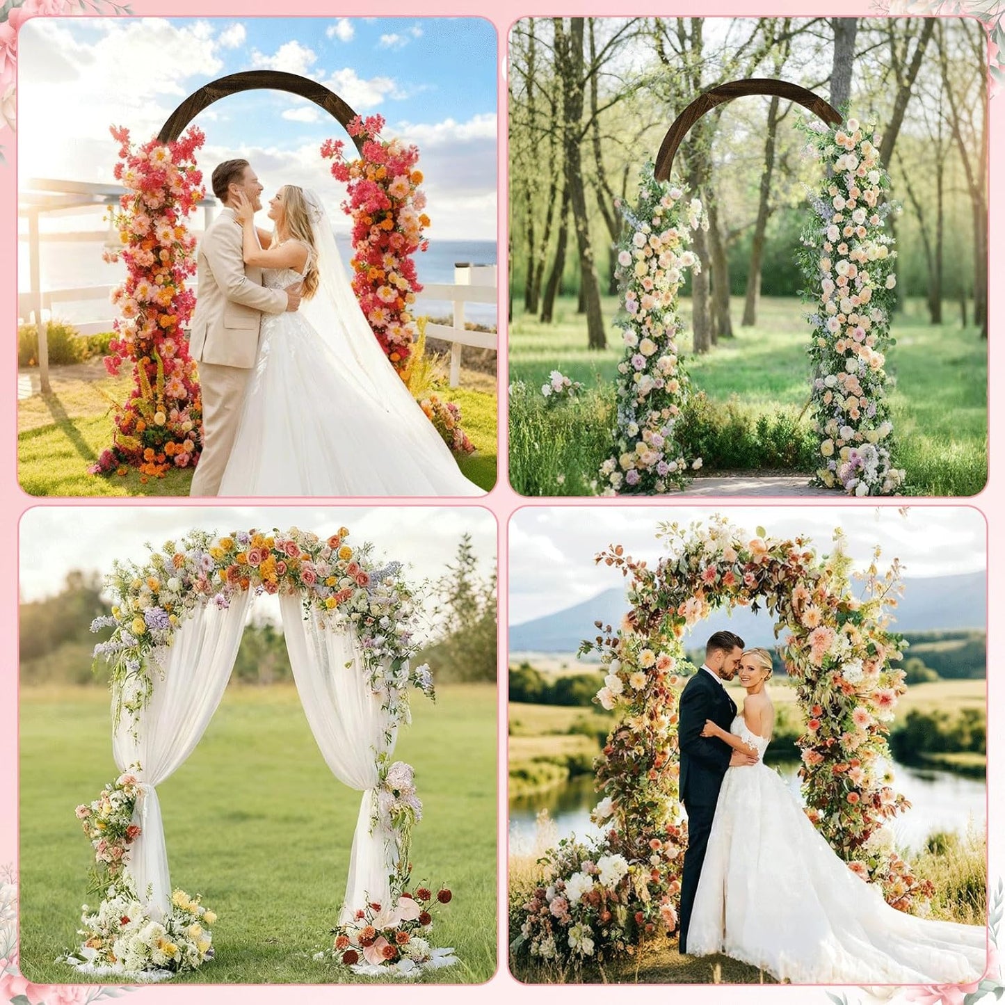 6.9 FT Wooden Arches Semicircle Wood Arch Wooden Wedding Arches Wood Wedding Arch Backdrop Stand for Indoor Outdoor Wedding Party Garden Beach Forest Rustic Boho Decor