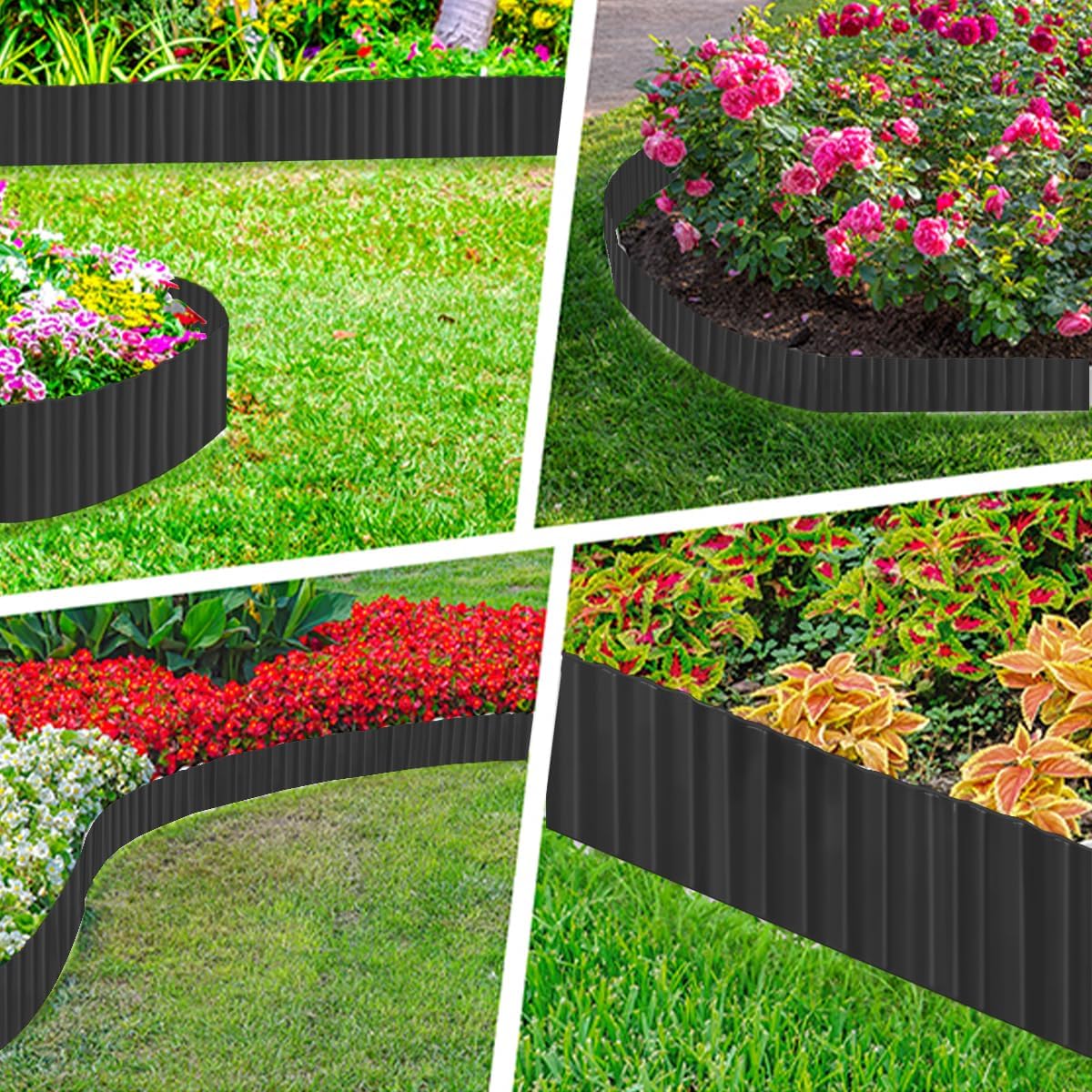 Corrugated Metal Garden Edging 6inch x 40ft, Landscape Edging Border, Flower Bed Edging Borders, Galvanized Edging Long Strips Yard Border for Lawn Edging Borders, Plants, Walkways (Black)