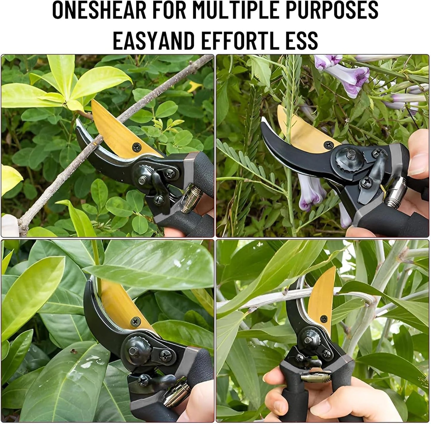 Pruning Shears for Gardening,Garden Shears,Garden Clippers,Gardening Shears,SK5 Steel Hand Pruners,Garden Scissors Heavy Duty Tool with Soft Cushion Grip Handle and Sharpening stone