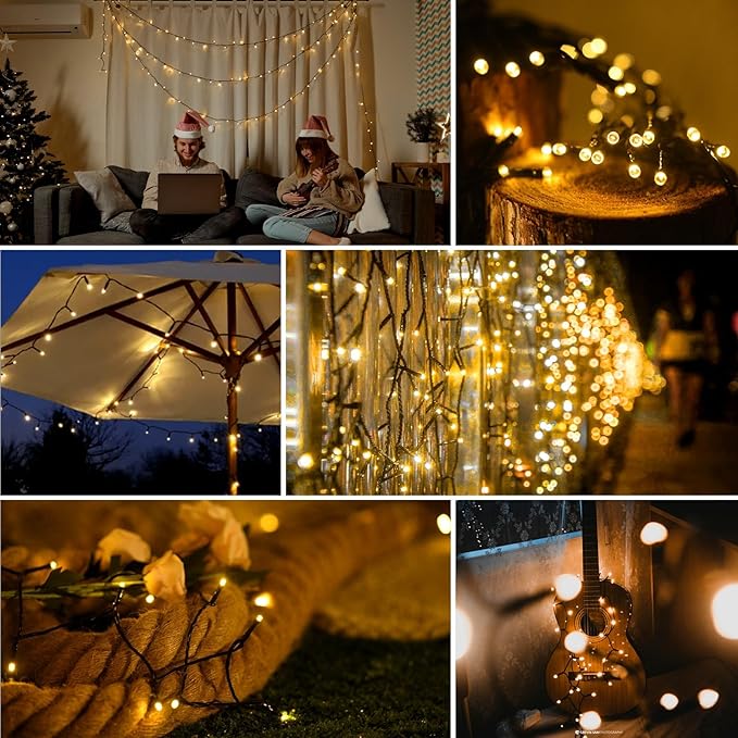 Solar String Lights Outdoor Waterproof -200 Led Extra-Long 82ft Solar Lights Outdoor String with 8 Modes, Solar Powered String Lights Tree Lights Outdoors for Patio Garden Party Decorations Warm White