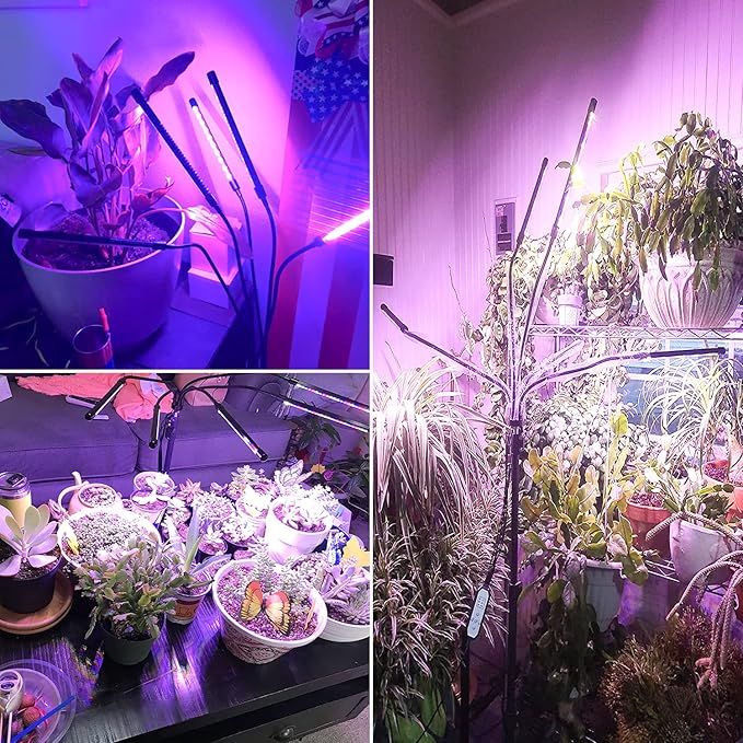 Wolezek Grow Lights for Indoor Plants, 100 LEDs Full Spectrum Plant Lights for Indoor Growing with Adjustable Stand, 5-Heads Grow Lamp with Auto 6/12/16H Timer, 3 Light Modes, 5 Levels Dimmable