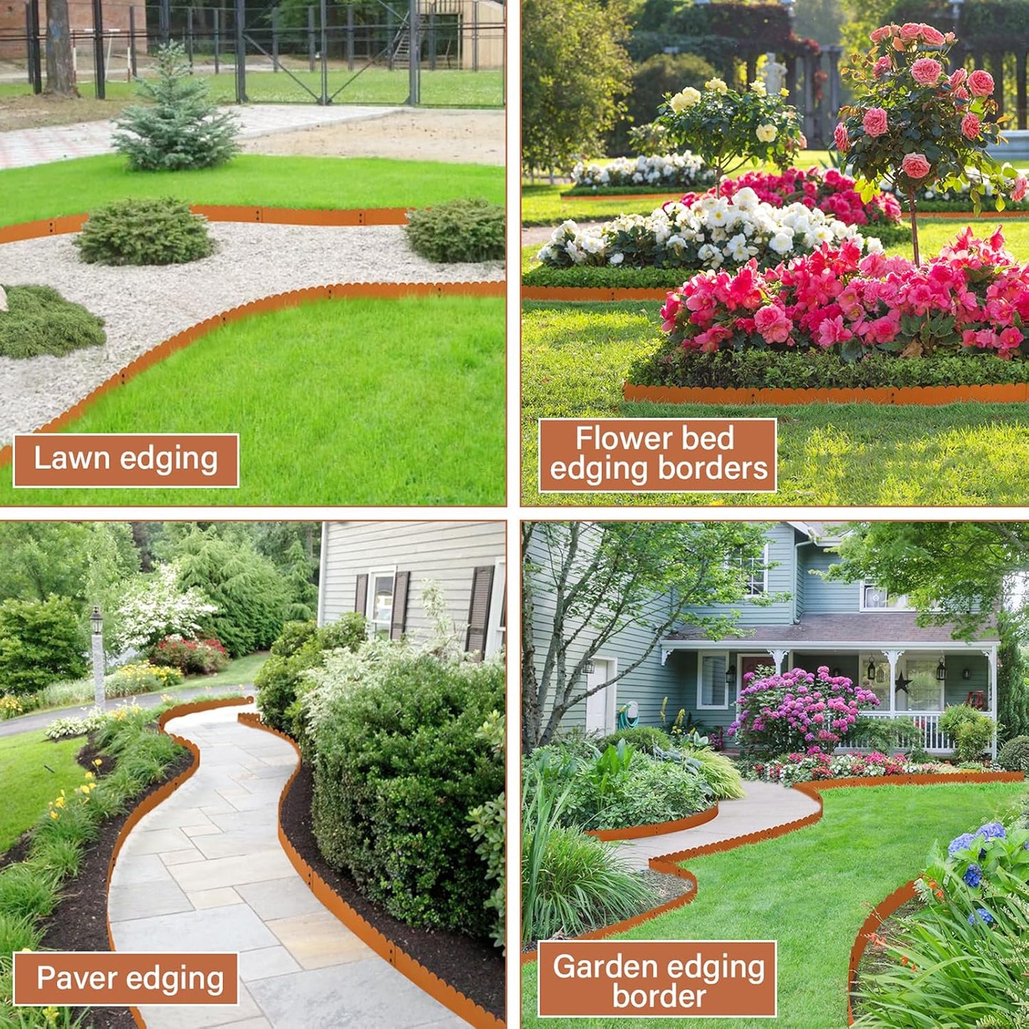 Co-rten Steel Landscape Edging 10" H x 40" L, 6 Pack Heavy Duty Metal Garden Edging, Rust-Resistant Steel Edging, Bendable Metal Edging for Landscaping, Yard, Tree, Flower Bed(Total 20ft.)