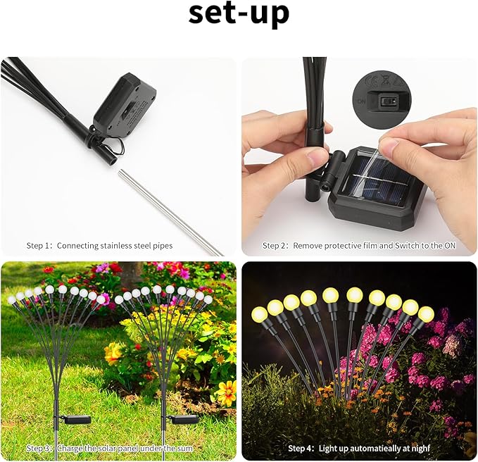 Solar Lights Outdoor (2 Pack-20 LEDs),Waterproof Garden Fairy Swaying Firefly Lights ,Gifts for Outdoor Decorations,Suitable for Patio, terraces, lawns and Paths
