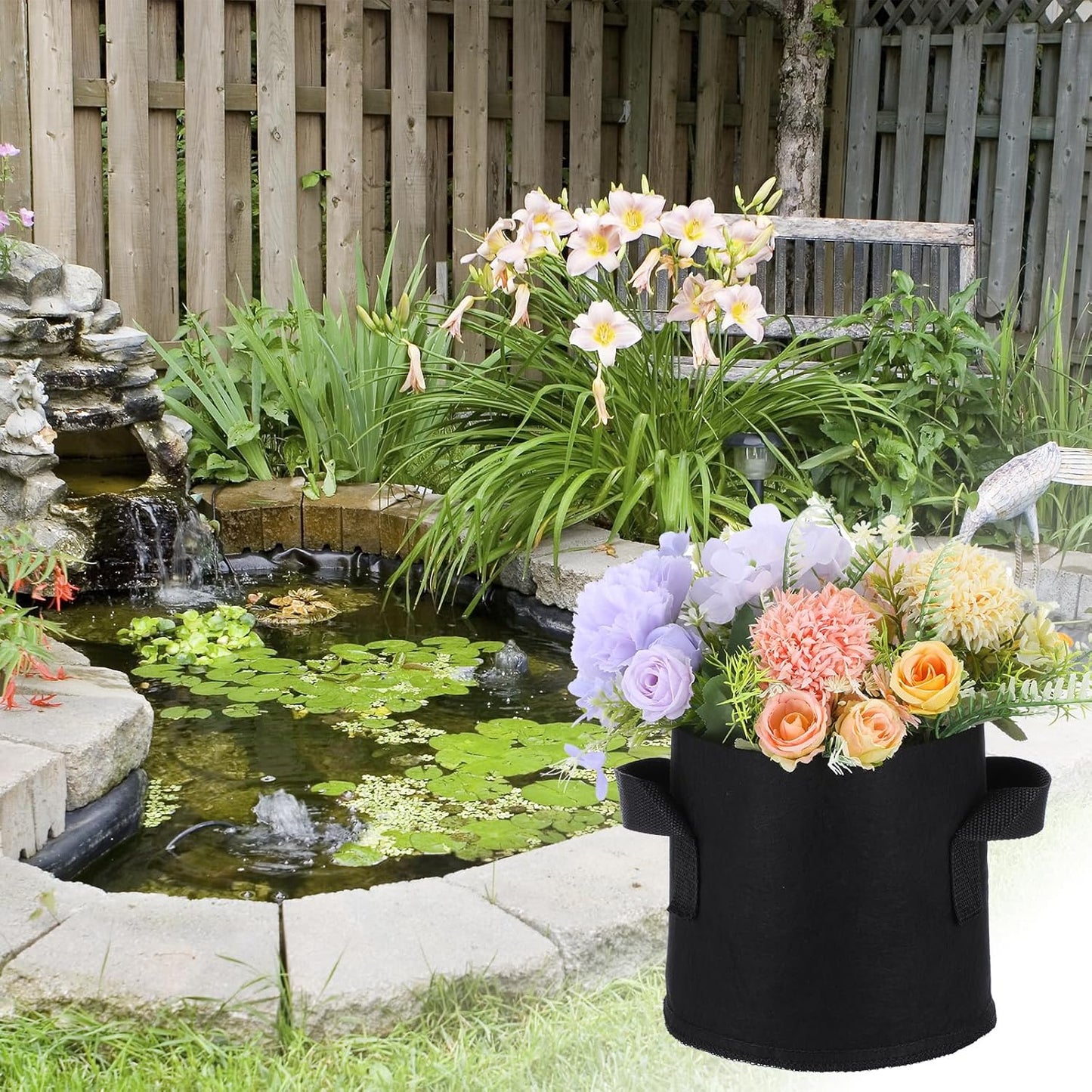 10 Pack Aquatic Plant Pots for Pond, Reusable Fabric Aquatic Plant Pots, Breathable Pond Plants Basket Grow Bags with Handles for Bog Plants, Water Lily, Lotus, Flower