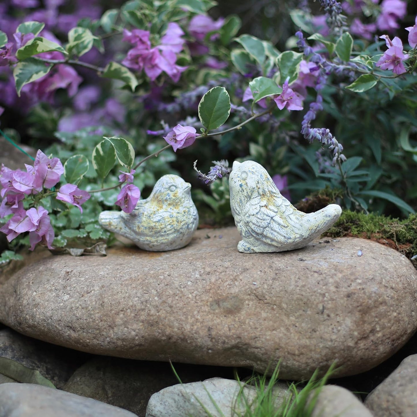 Z&Z ornamentorum Outdoor Bird Statues Decor Figurines for Home Cement Bird Sculpture for Patio Yard Lawn Ornament, 2 Style/Set,Indoor Outdoor Stone Decorations Statue