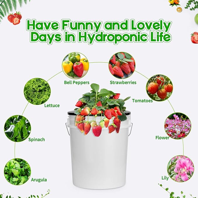 6 Inch Net Pots for 5 Gallon Bucket Wide Lids (5 Pack), Net Cups for Hydroponics Bucket Lids, BPA-Free, DWC Basket Lids for 5 and 3.5 Gallon Bucket