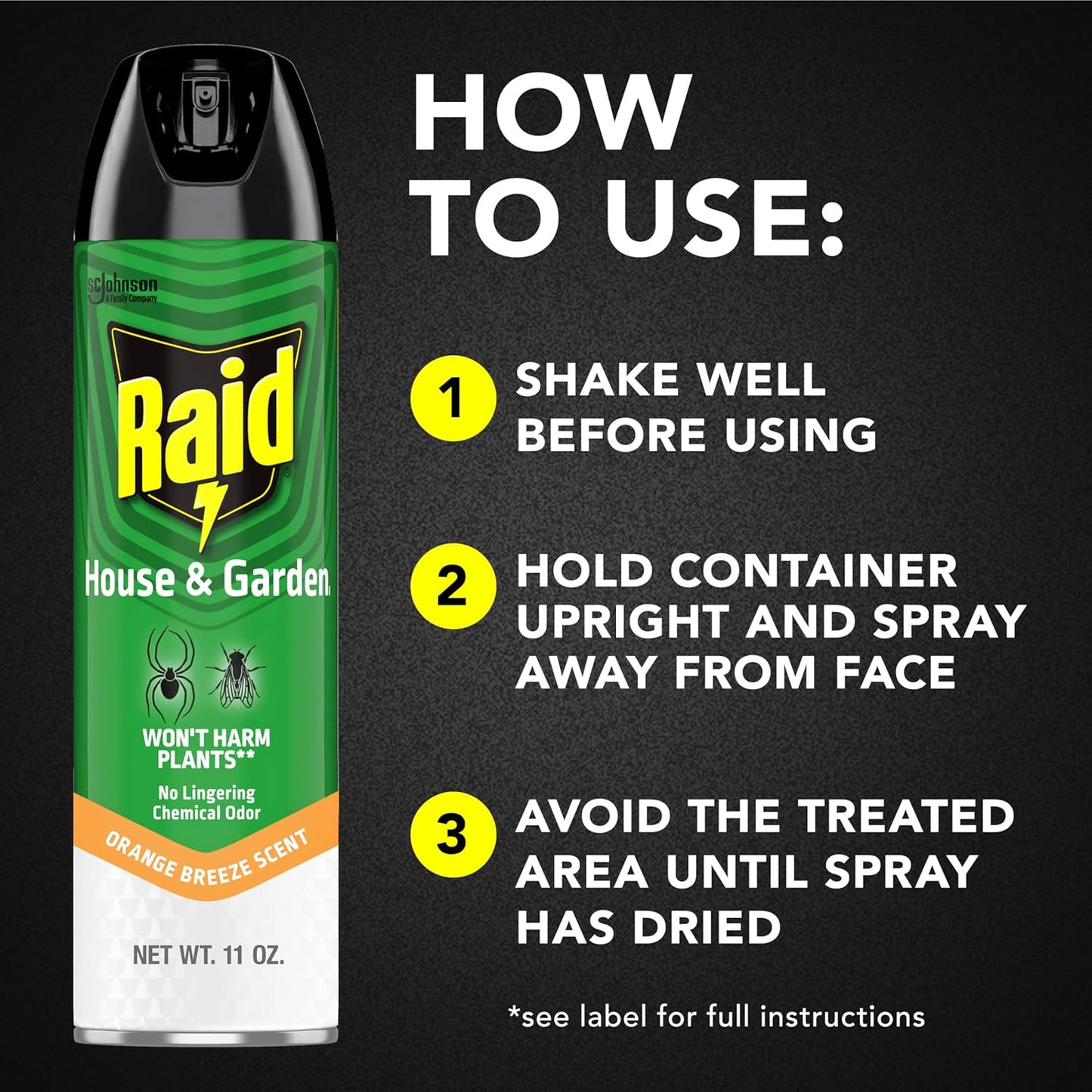 Raid House & Garden Insect Killer Spray, Orange Scent 11 Ounce (Pack of 1)