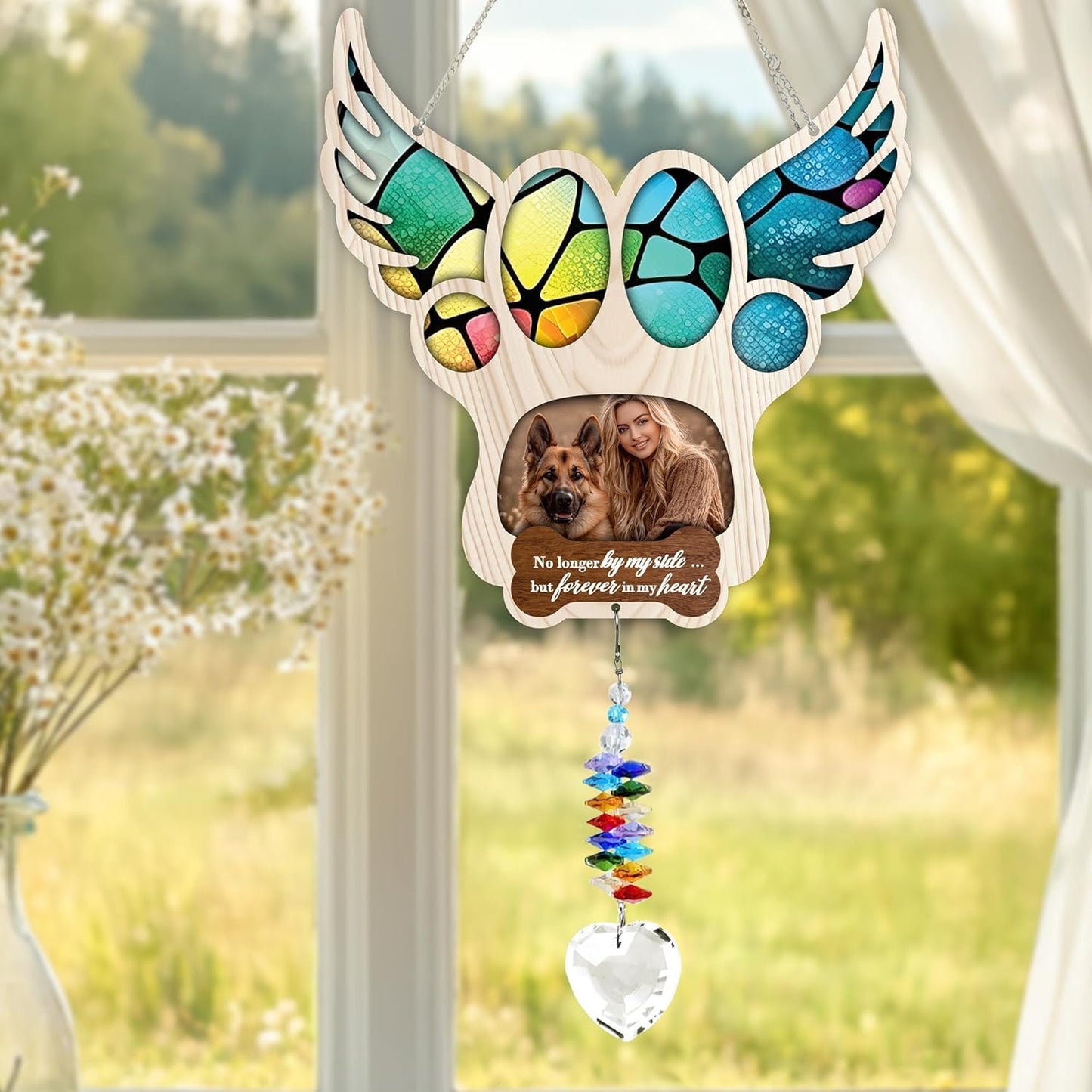 Personalized Dog Memorial Suncatcher with Photo, Window Hanging Sympathy Gift for Loss of Pet, Remembrance Gifts for Dog Lovers, Pet Bereavement Keepsake