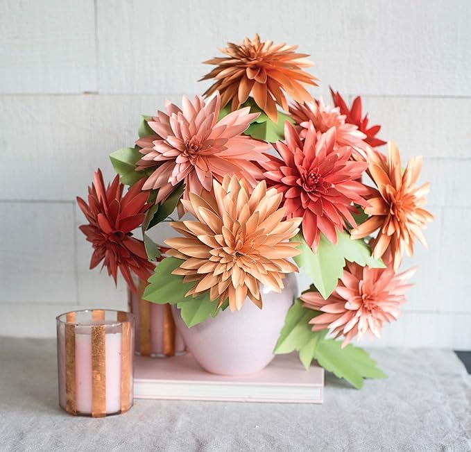 Lia Griffith Frosted Paper Blooms Dahlia Flowers, 8.5" x 11", Assorted Colors 21 Pages