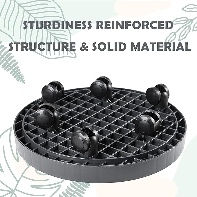 9.8 Inch Planter Caddies Rolling Saucer Caddy with Wheels, Heavy Duty Wheeled Stand for Potted Plant, Round Coaster Roller Base Tray with Casters, Flower Pot Dolly Holder for Indoor Outdoor