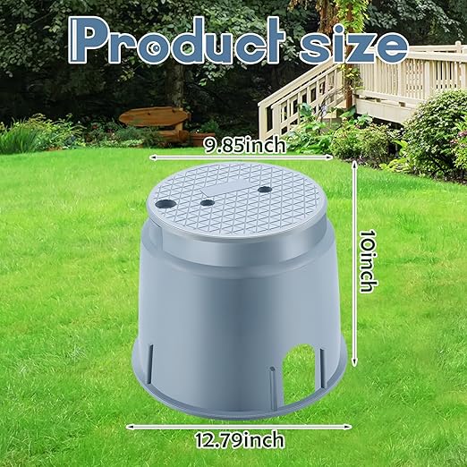 Tandefio 2 Pcs 910 Electrical Splice Box 10 Inch Diameter Underground Electrical Junction Box Inground Electrical Box for Outdoor Electrical Wiring Splices (Gray)