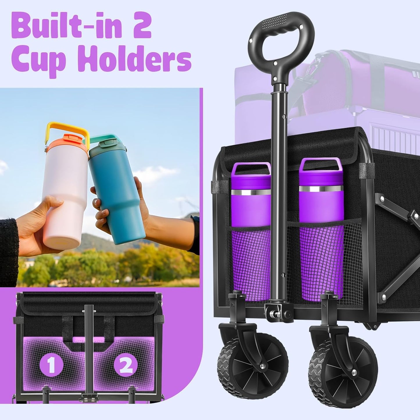 Collapsible Foldable Wagon Cart,360Lbs Collapsible Wagon Cart with Wheels Portable,Outdoor Utility Carts for Groceries, Camping, Sports, Garden, Shopping
