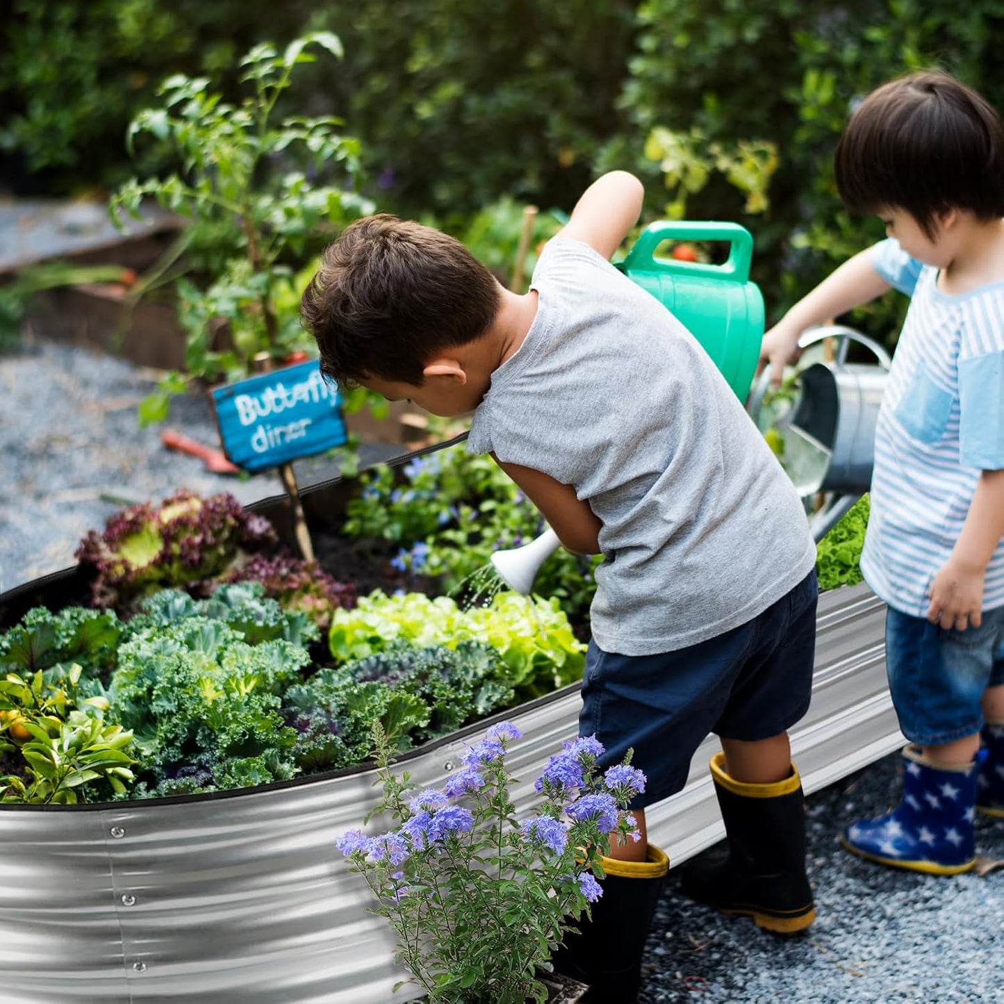 JERIA 6×3×1ft Oval Raised Garden Bed,Galvanized Raised Garden Bed Kit Outdoor Metal Gardening Planter Box for Vegetable, Fruits, Flower,Herbs