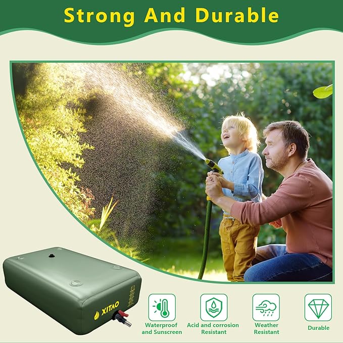 XITAO 264Gal Water Storage Bladder w/Water Level Indicator, Large Capacity Foldable Water Storage Containers, Portable Emergency Water Tank Water Bag for RVs, Fire Prevention, Irrigation