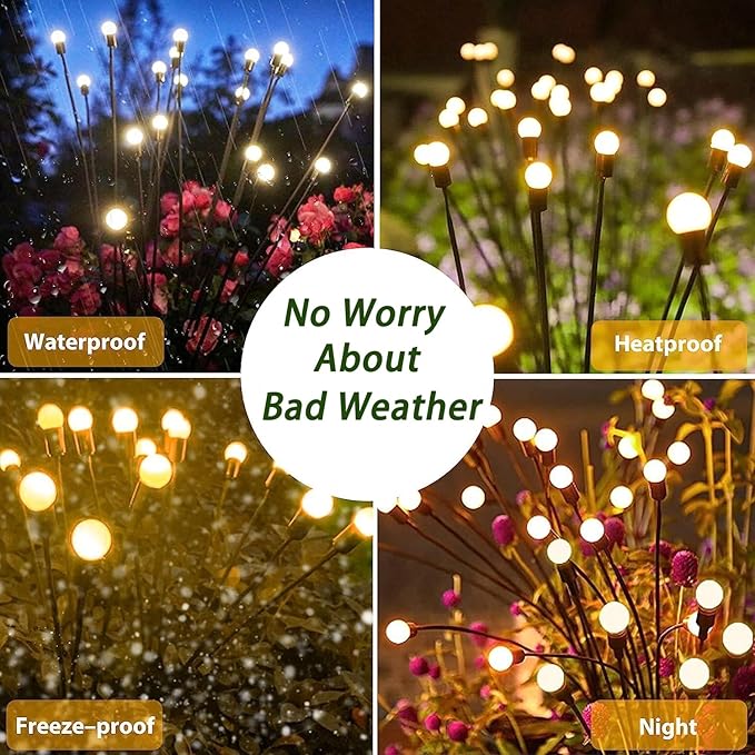 Solar Outdoor Decor - 4 Pack 40 LED Lights, Waterproof, Warm White (4 pack-40 LEDs)