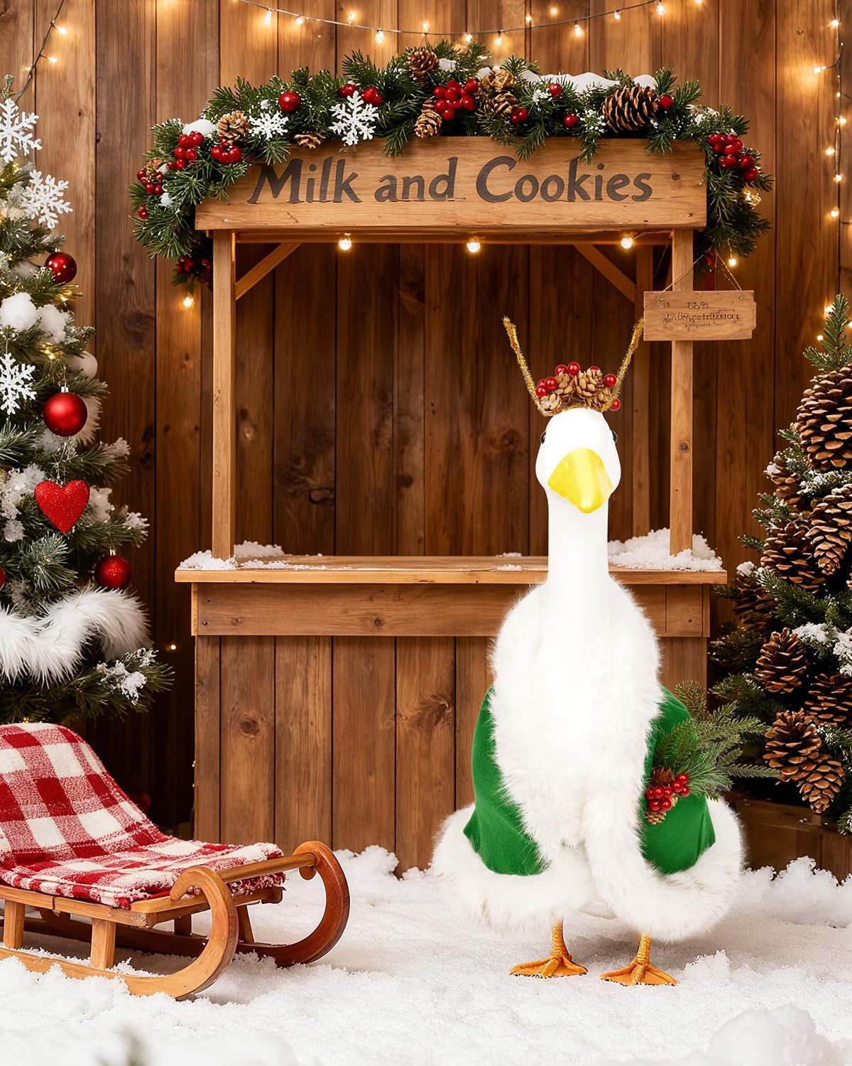 Christmas Porch Goose Outfits - Green Cape Custome Set for 23 inch Porch Goose, Christmas and Winter Outdoor Decor for Lawn, Yard & Garden