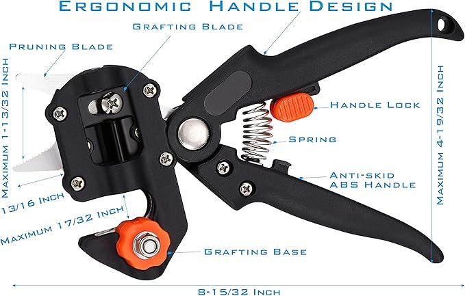 NAYE Garden Grafting Tool,Pruner Kit With Grafting Tapes Tree Tags and Rubber Bands,Plant Branch Twig Vine Fruit Tree Cutting Scissors Shear
