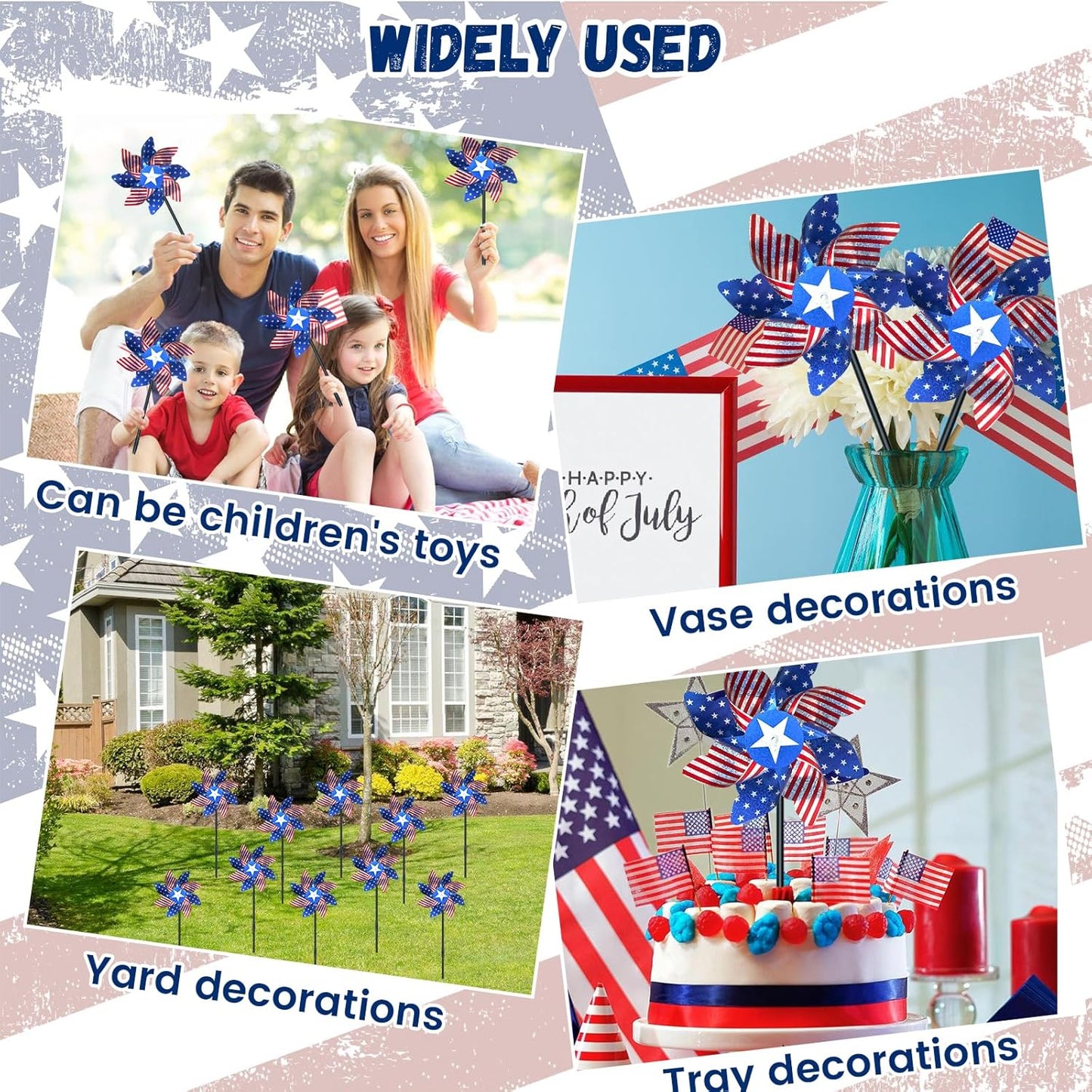 10 PCS Reflective Pinwheels for Yard and Garden Bird Devices Pre-Installed Sparkly Wind Spinner Deterrent to Scare Birds Away from Yard Patio Farm (Red&White&Blue)