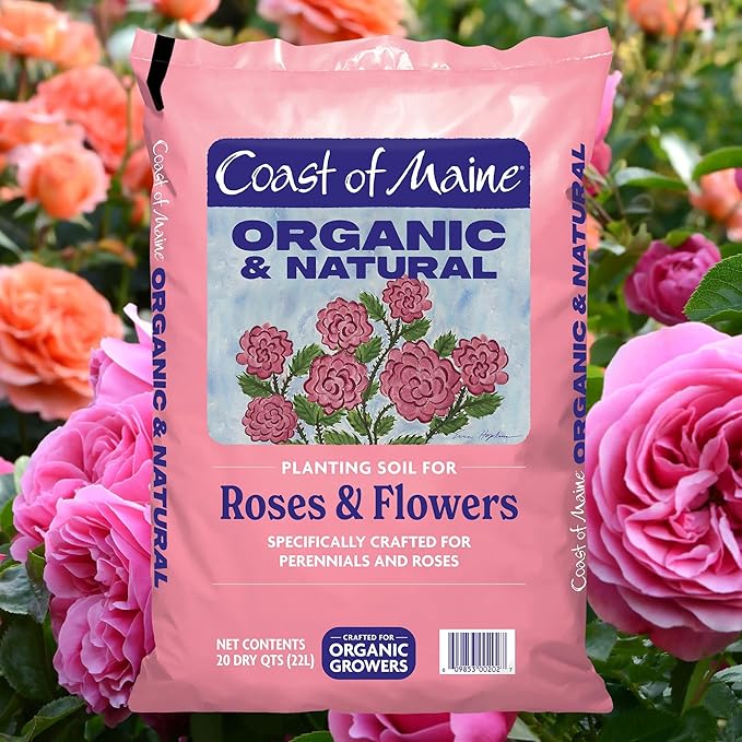Coast of Maine Roses and Flowers, 20qt (Pack of 6) Organic and Natural Planting Soil for Roses, Annual and Perennial Flowers