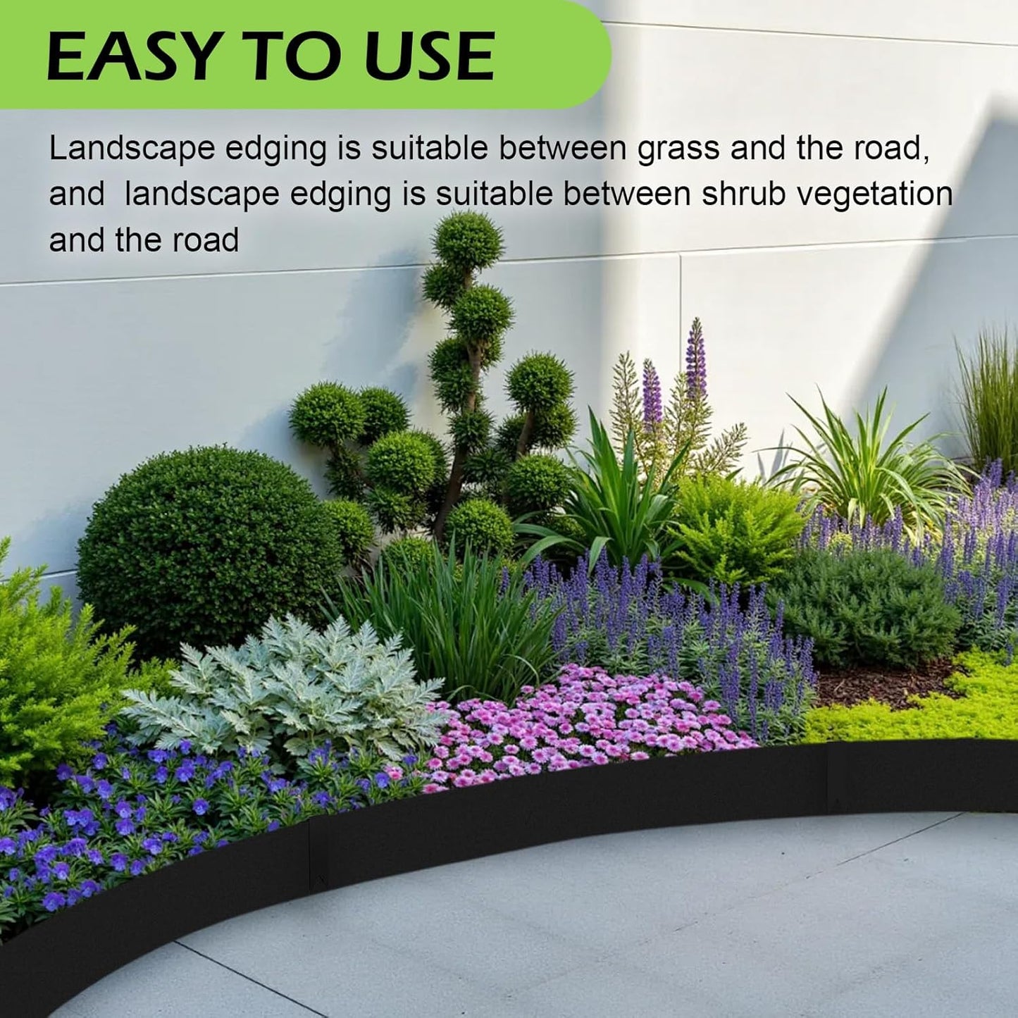 12Pack Landscape Edging Kit, 40" L x 8" H (40ft Total) Galvanized Steel Landscape Lawn Edging Powder for Lawn Yard, Coated Bendable Metal Strips, No-Dig Hammer-in Edging Border w/13Clips