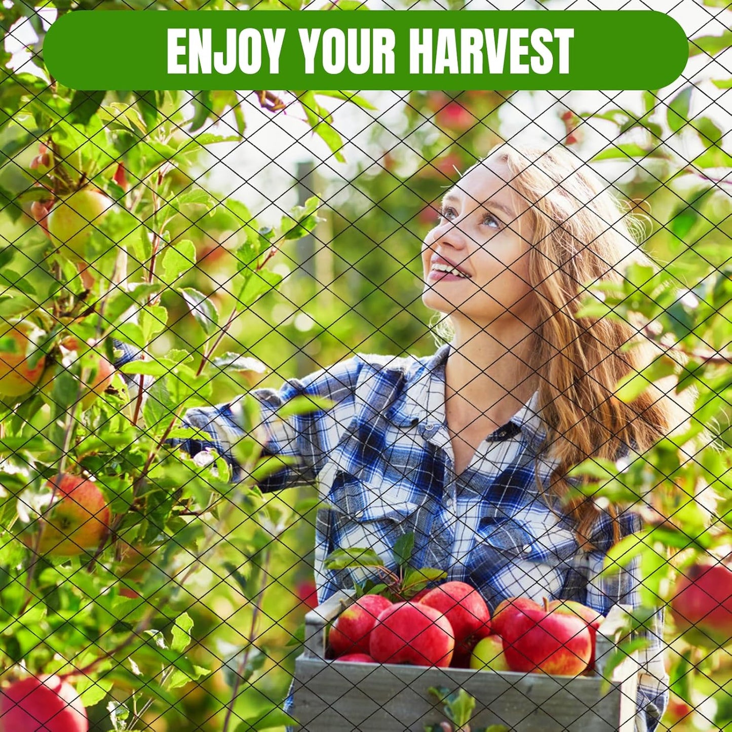 SPORTYOUTH Bird Netting for Garden, 50x50 ft 3/4" Square Mesh Heavy Duty Nylon Chicken Coop Poultry Hawk Aviary Netting for Blueberry Bushes Fruit Trees Vegetable Against Birds Deer Squirrels