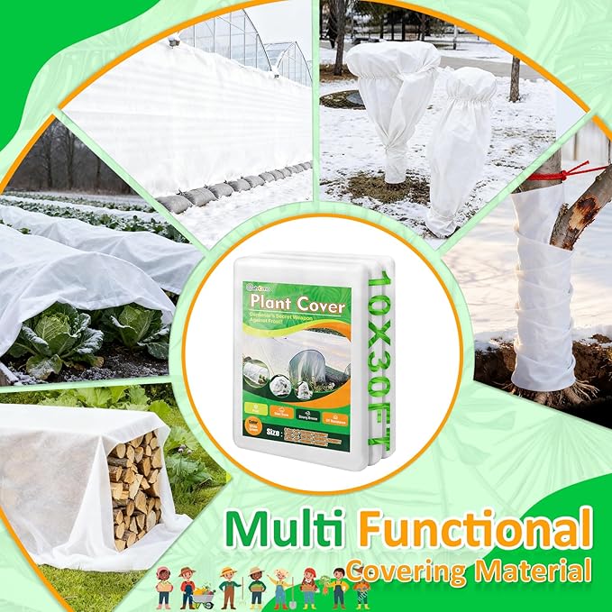 White Plant Covers Freeze Protection, 10 x 30 ft - 2 oz/yd² Frost Cloths for Outdoor Plants, Tree Covers Freeze Protection, Winter Garden Blanket, Sun Cover for Plants for Greenhouse, Vegetables