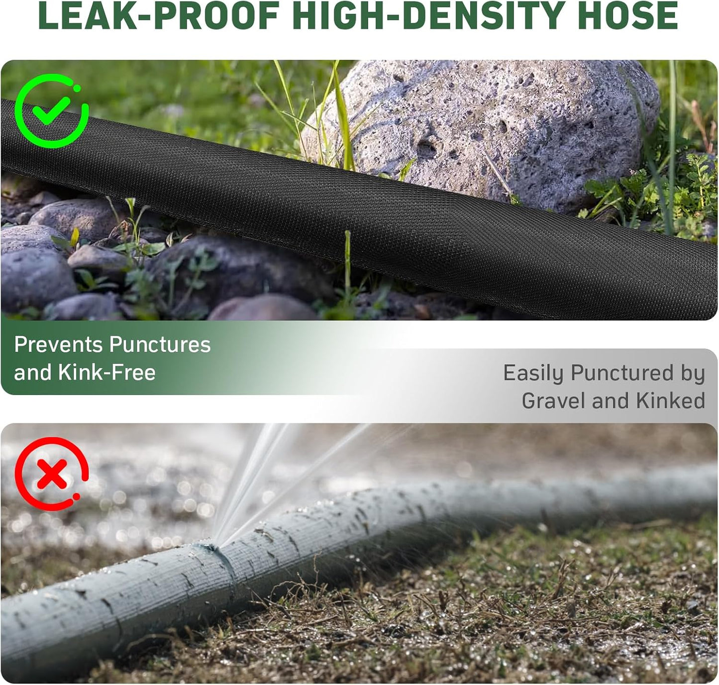 Garden Hose, 50ft Non-Expandable, Lightweight Water Hose, Leakproof & Durable Design, Easy to Store for Gardening, Car Washing, Pet Bathing