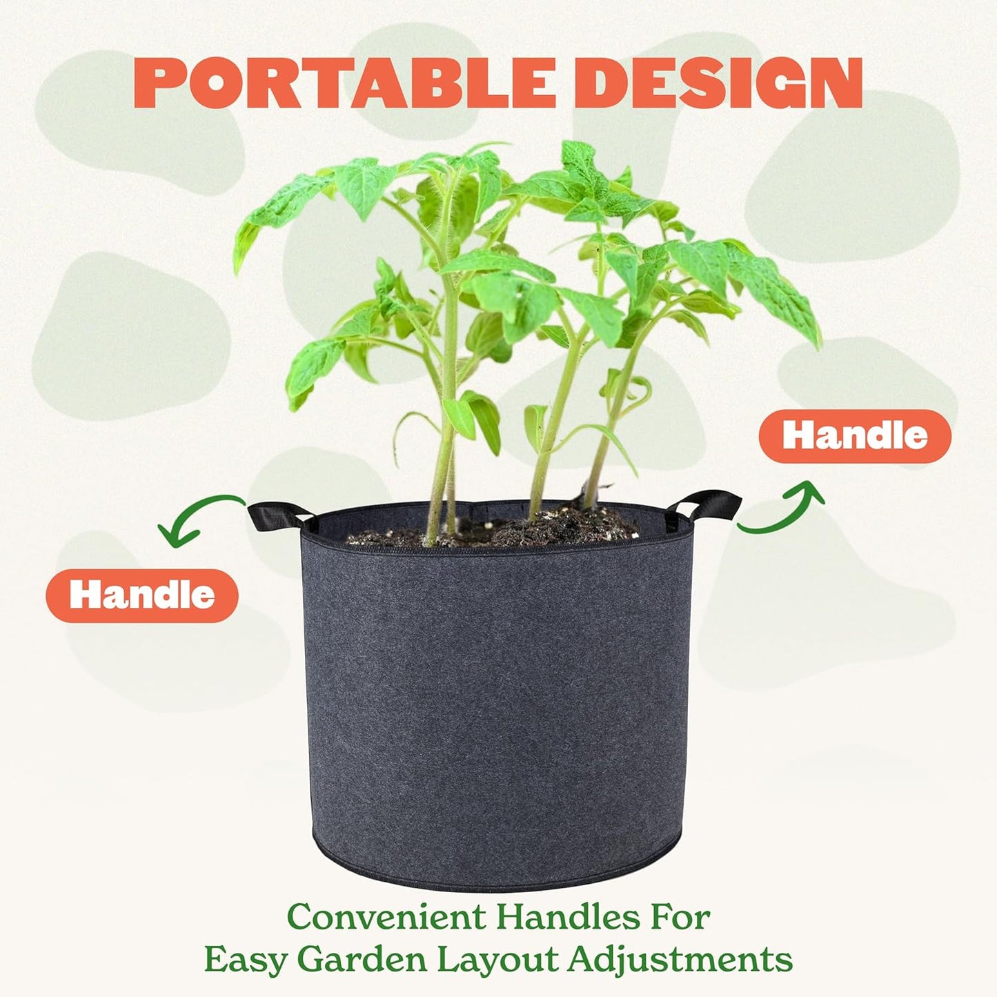 Epic Gardening 5 Pack 5 Gallon Grow Bags with Handles (Unlined) - Heavy Duty Fabric Pots for Vegetables, Herbs & Flowers - Breathable Cloth Planters for Indoor & Outdoor Gardening, Moisture Retaining