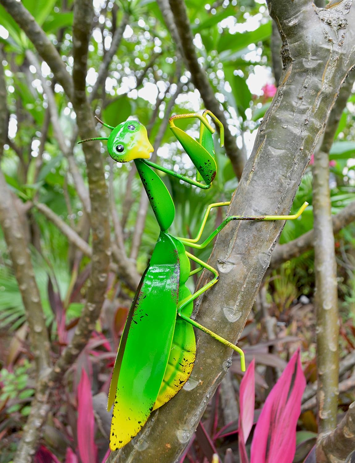 GIFTME 5 Metal Mantis Garden Yard Art Decor,Praying Mantis Outdoor Wall Decor for Garden,Patio,Tree,Fence,Lawn Ornaments Set of 2