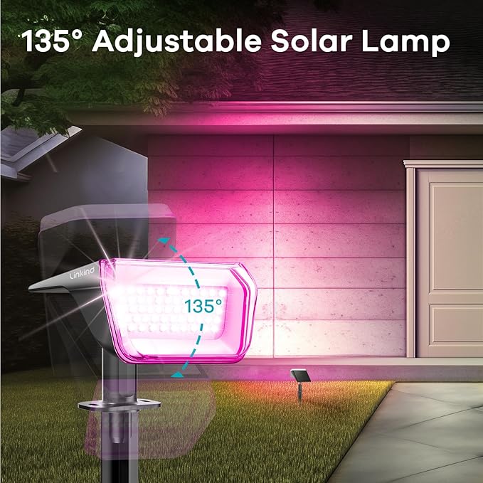 Linkind Solar Spot Lights Outdoor, Color Changing Solar Lights with 10 Lighting Modes and Waterproof IP67, Ideal for Yard, Garden Decoration (6 Pack, Multicolor)