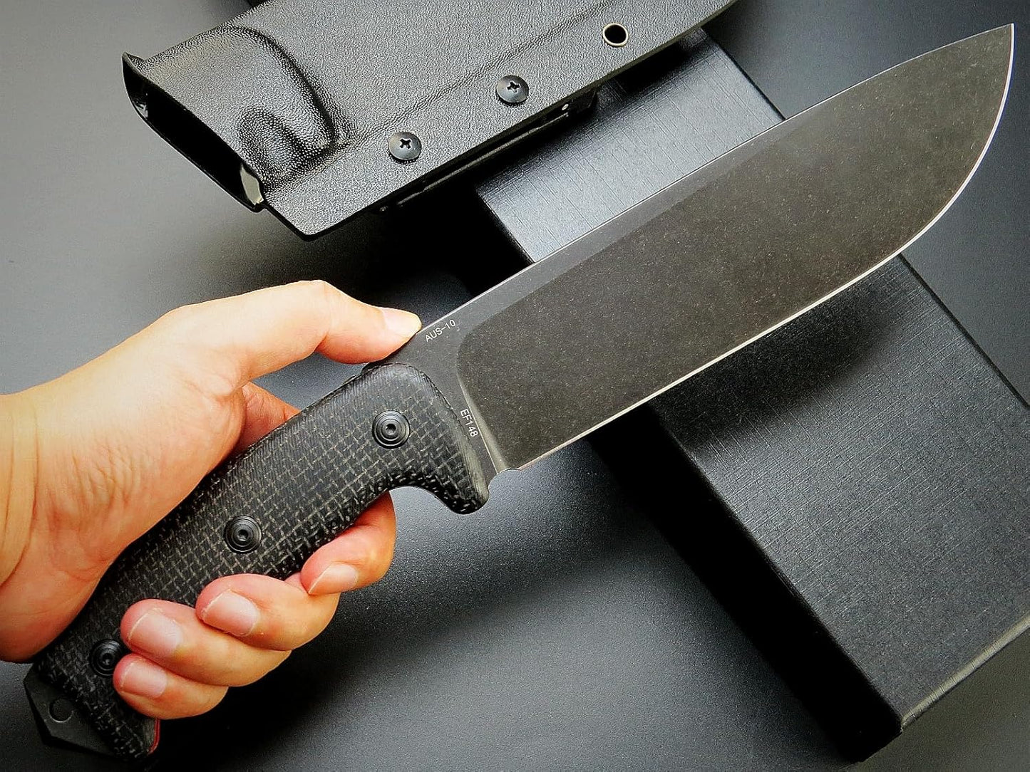 Eafengrow EF148 Fixed Blade Knife AUS-10 Steel Blade Micarta Handle Full Tang EDC Straight Knife for Hunting Camping Bushcraft
