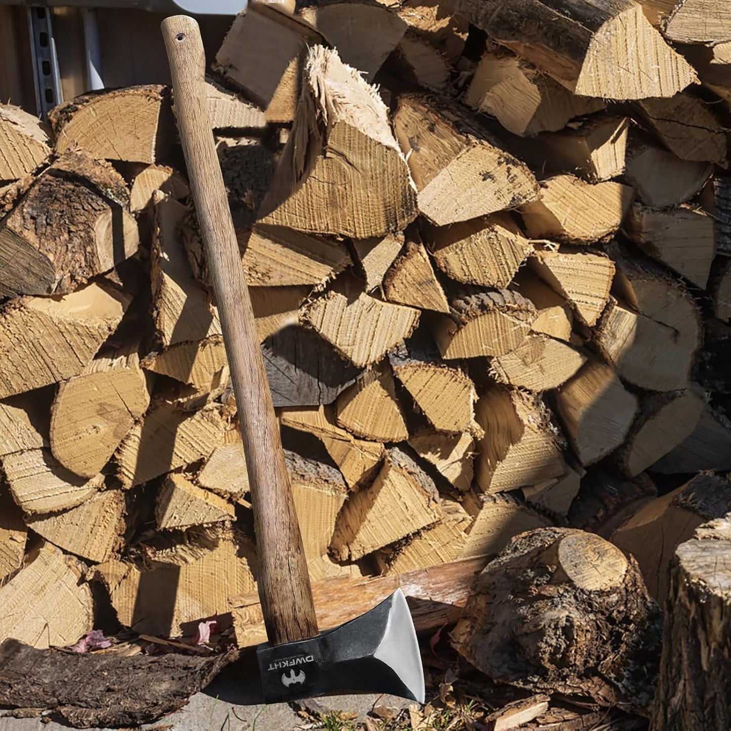 35.4" Splitting Axe, Wood Splitting Axe for Medium to Large Size Logs, 1065 High Carbon Steel Chopping Axe with Beech Wooden Handle and Leather Sheath for Chopping Firewood - Head 4.3 lbs