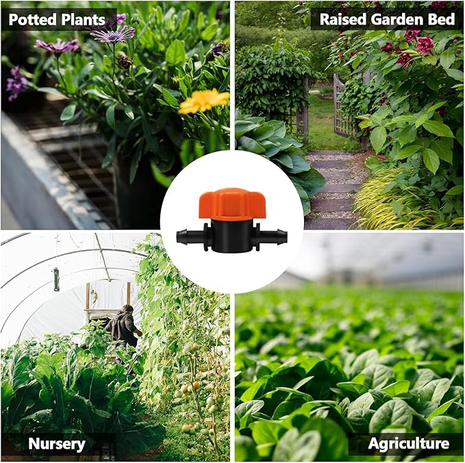 TTioDri 30 Pack 1/4" Drip Irrigation Valves, Drip Irrigation Shut Off Switch Valve for 1/4 Inch Drip Irrigation Tubing Water Flow Control Valve Drip Line Cut Off Valve for Garden Drip Systems