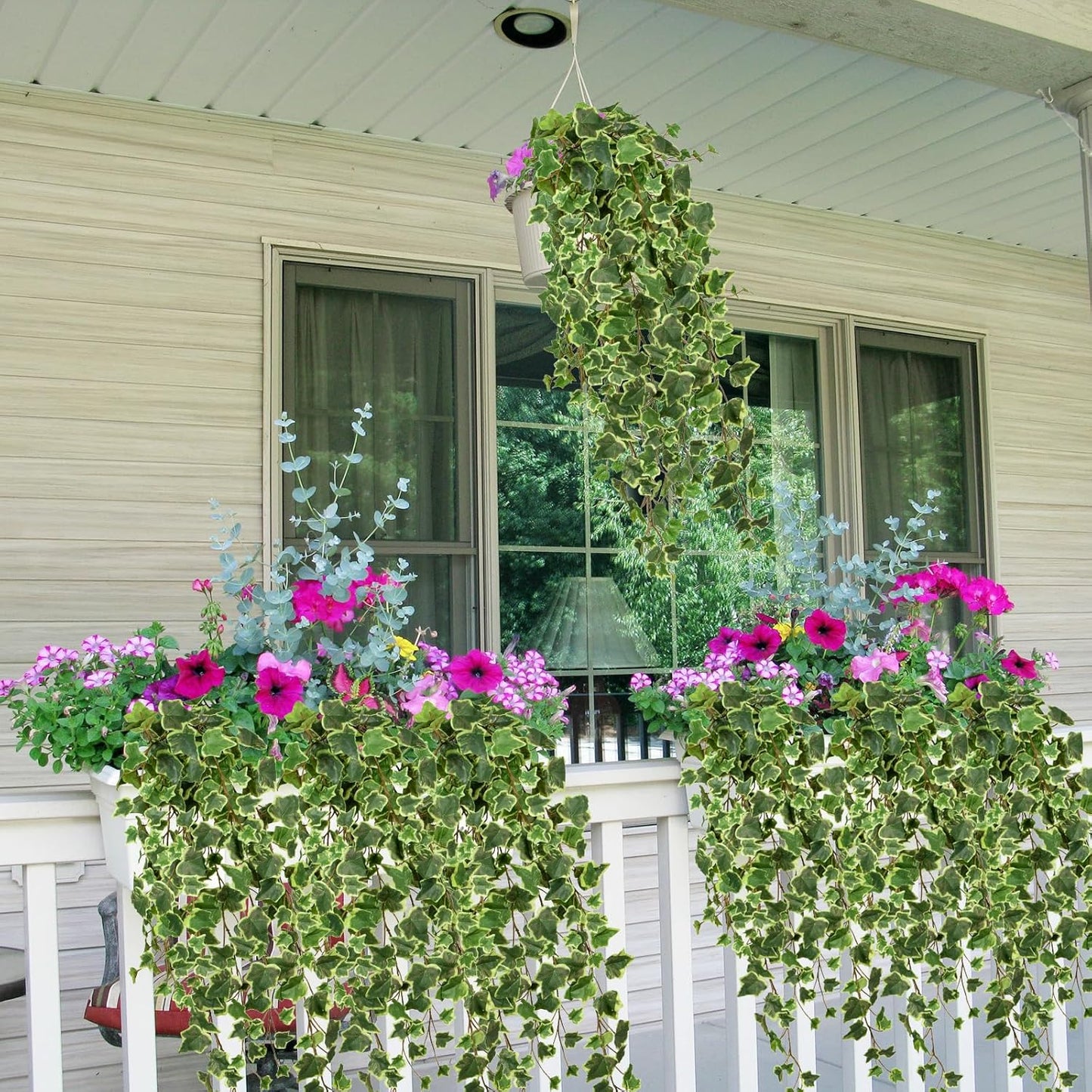 Hollyone 2pcs Artificial Hanging Plants 35.4" Fake Ivy Vine Faux Ivy Leaves Fire and UV Resistant Hanging Plant Wall Greenery for House Room Patio Indoor Outdoor Home Shelf Office Wedding Decor