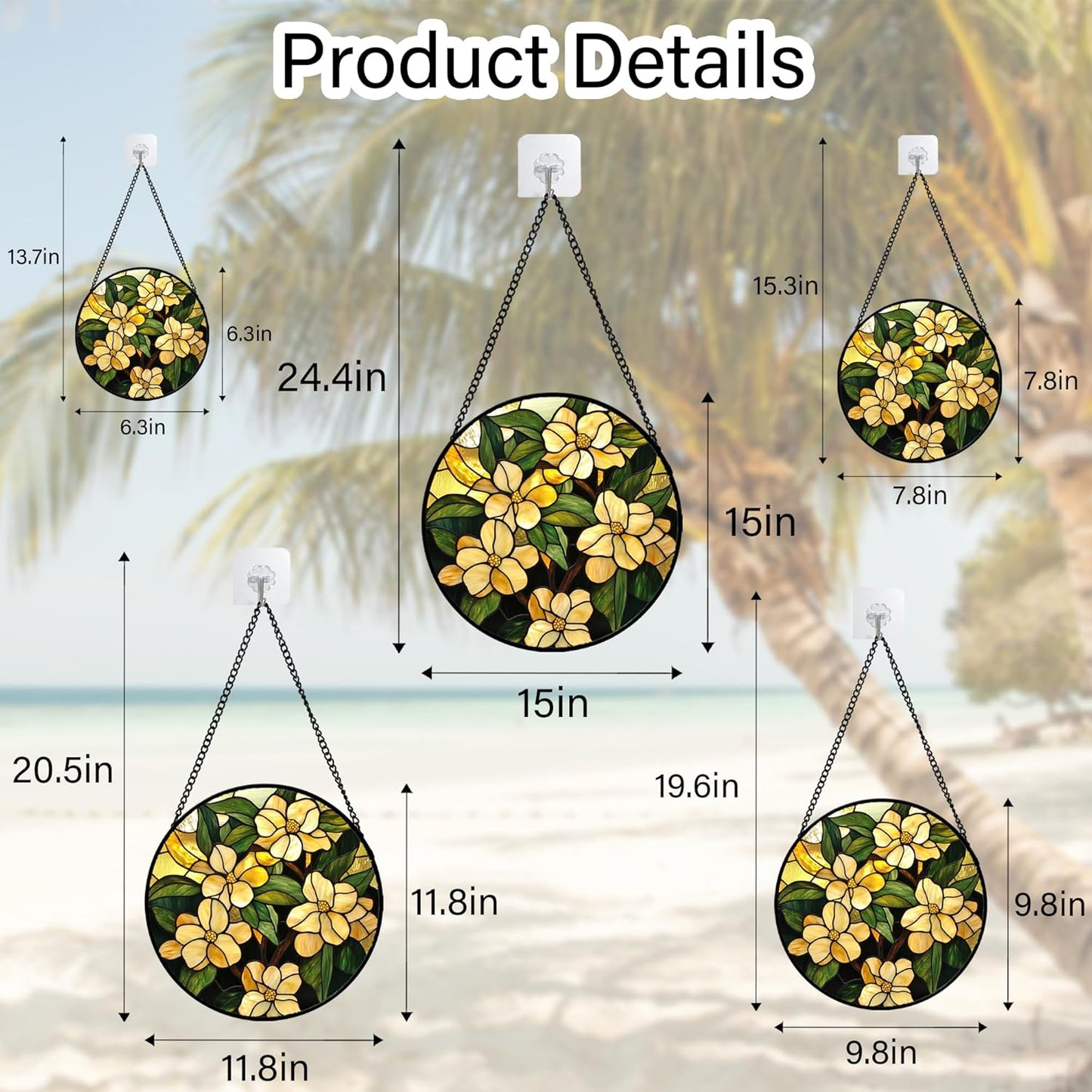 Stained Glass Window Hanging - Yellow Flower Green Leaf Suncatcher for Doors Garden Patio Fall Decor Sun Catchers Christmas Mother's Day Birthday Gifts for Women Men Mom Nana Friend 11.8 in