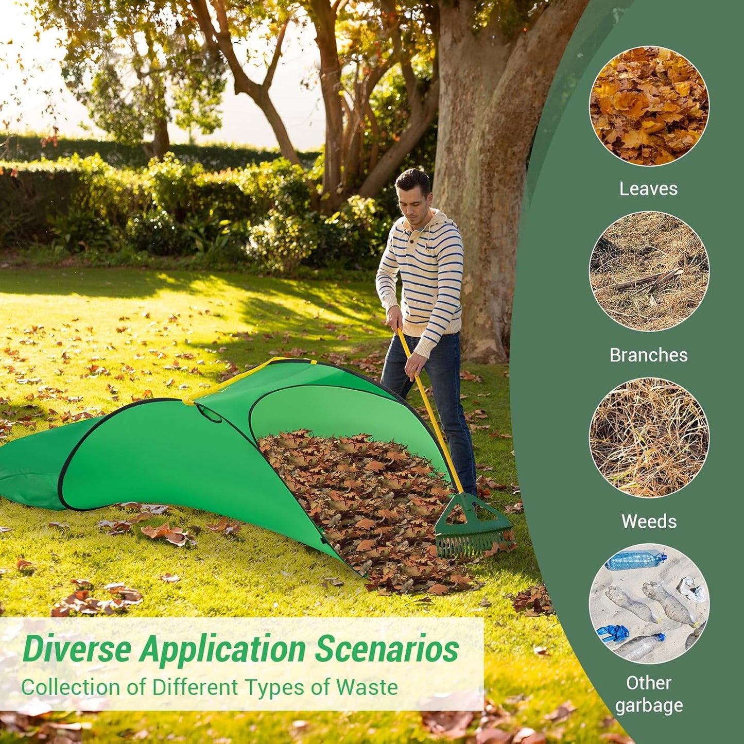 Leaf Collector 70 Gallon, 230D Thickened Reusable Yard Waste Bag, Portable Pop Up Lawn and leaf Bags, Yard Garden Waste Bags, Bag for Lawn Trash,Larger Capacity,Reinforced Rope Holes,patent product