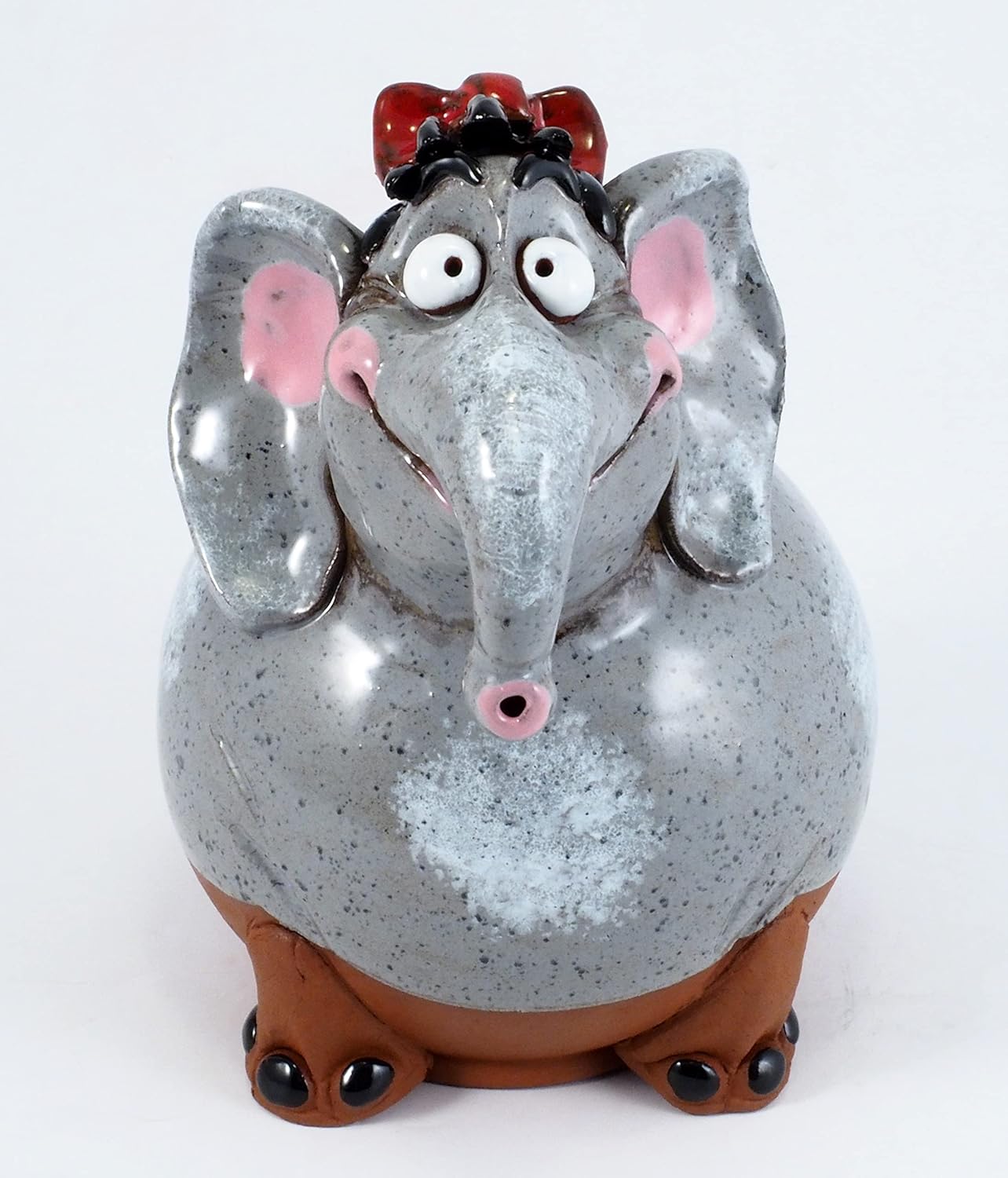 Ceramic Garden Decor - Elephant Lawn Stake - Outdoor Statue - Perfect, Unique Gifts for Gardeners Woman, Men, Yard Gifts - Handmade, Frostproof