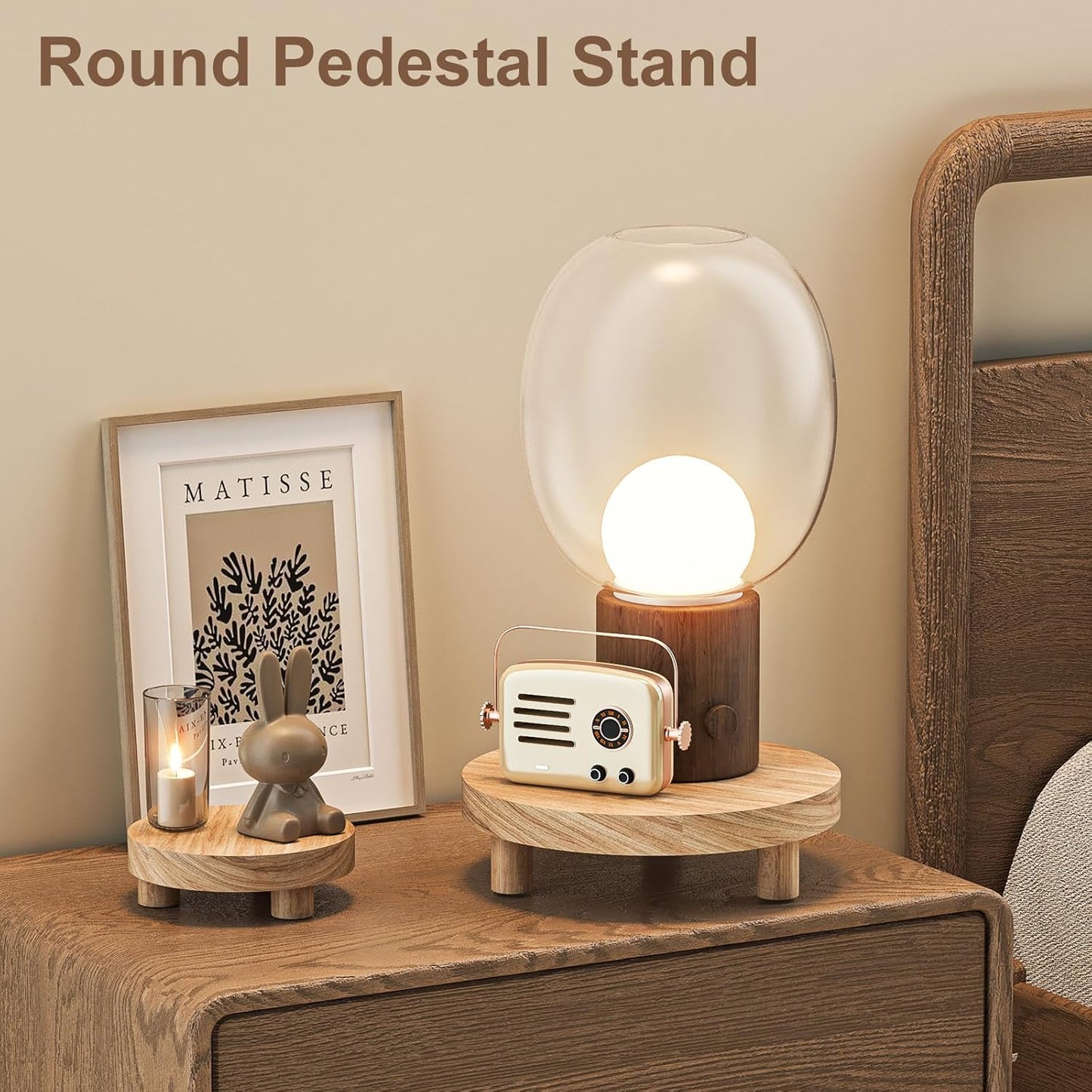 Wood Plant Stand Indoor Outdoor, 12/10/8/6" Round Wood Riser for Decor, Wooden Stool Display Stand Flower Pot Holder Small Planter Tray Modern Potter Decorative for Desktop Counter Room (Natural-4pcs)