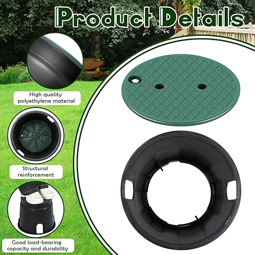 Tandefio 2 Pcs 910 Electrical Splice Box 10 Inch Diameter Underground Electrical Junction Box Inground Electrical Box for Outdoor Electrical Wiring Splices, Black