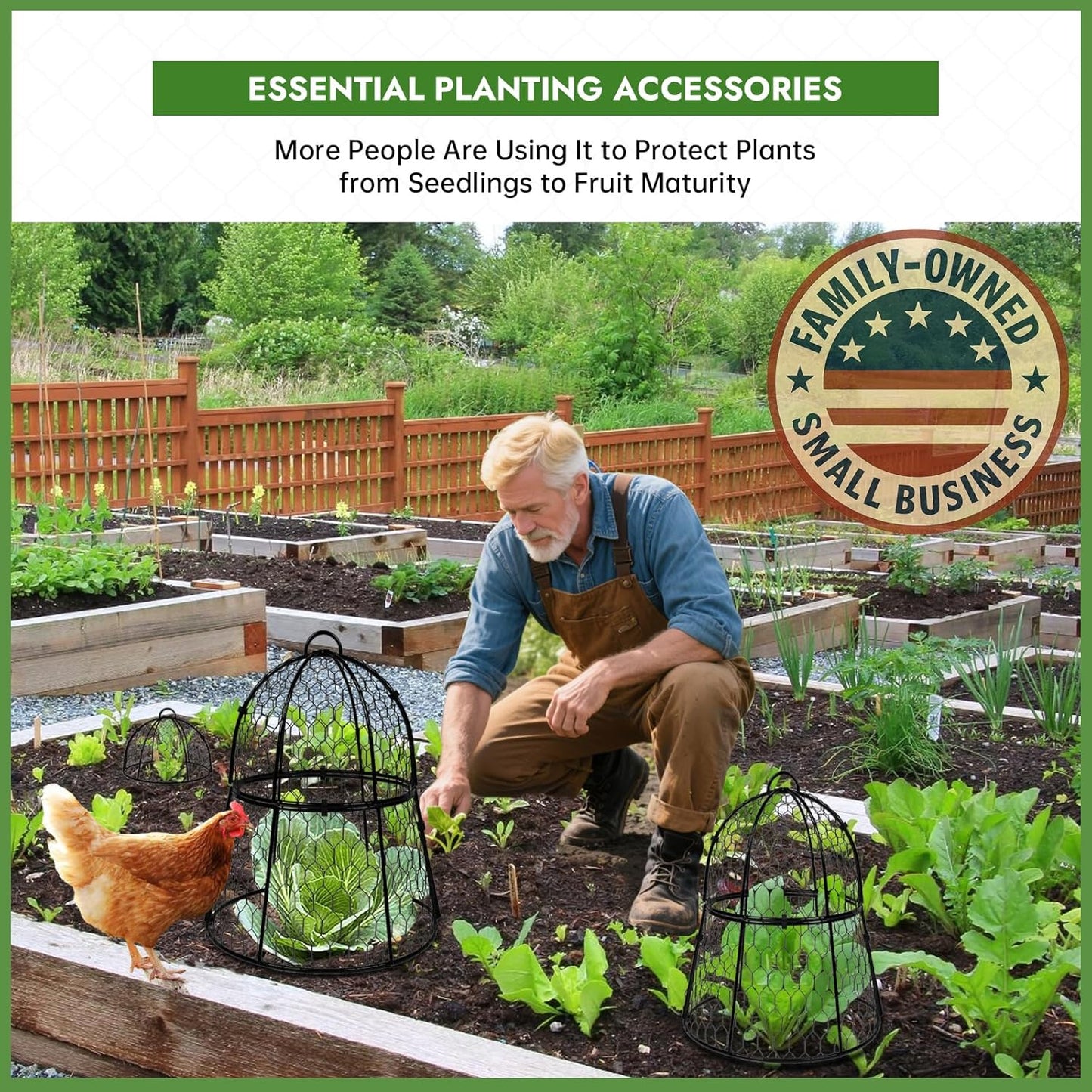 Decoroca 4 PCS Garden Cloches for Plants - Chicken Wire Plant Protectors from Animals, Outdoor Plant Cages to Keep Squirrels, Rabbits & Birds Out of Vegetable - DIY in 5 Forms - Sturdy Anti-Rust Dome