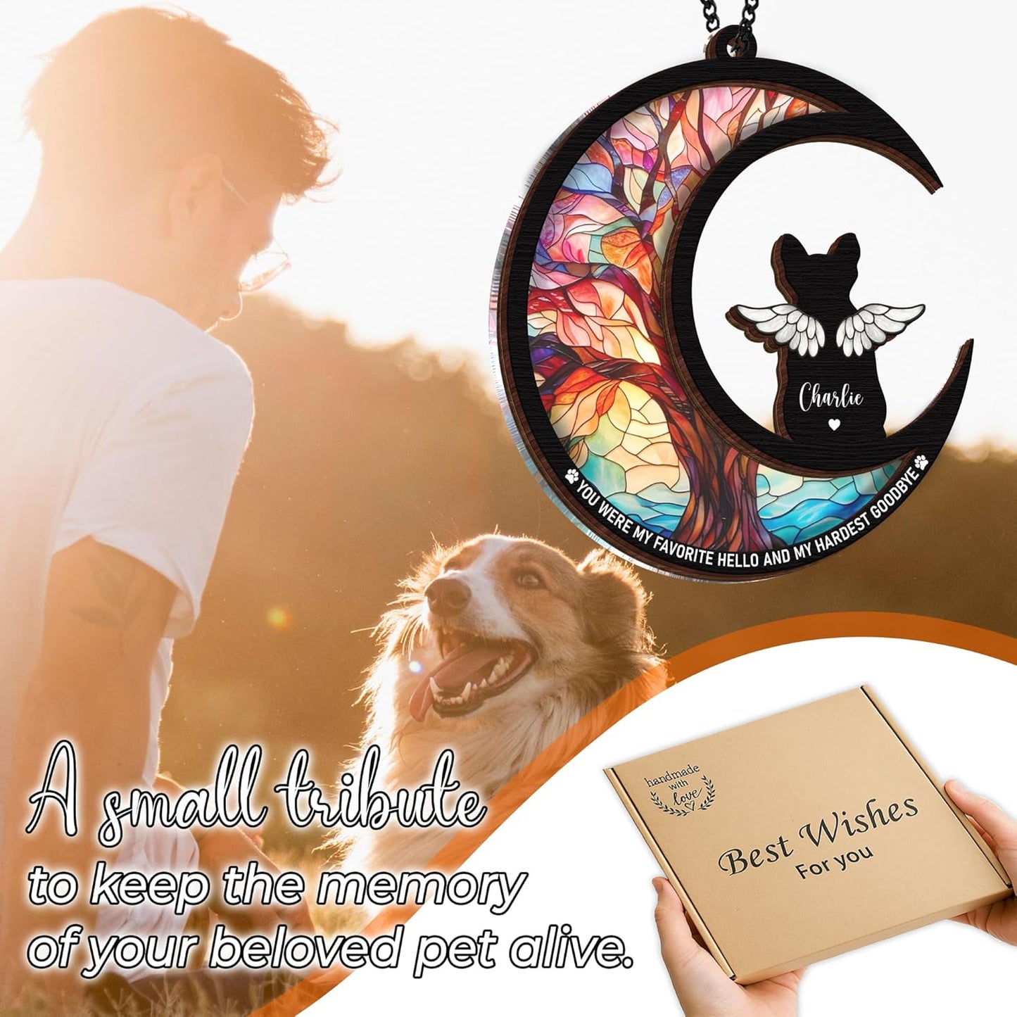 Personalized Dog Memorial Gifts, Pet Memorial Ornament, Sympathy Keychain for Dogs, Pet Remembrance Bracelet, Loss of Animal Sympathy Card, Rainbow Bridge Dog Loss Gift, Bereavement Suncatcher