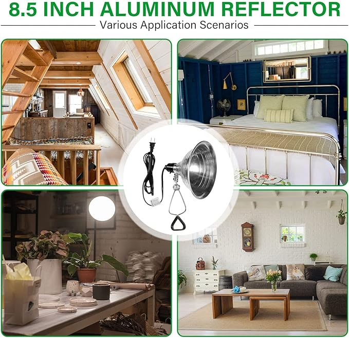 Simple Deluxe Clamp Lamp Light 150 Watt with 8.5 Inch Aluminum Reflector (no Bulb Included), 6 Feet Cord, 2 Pack, Black, New Version