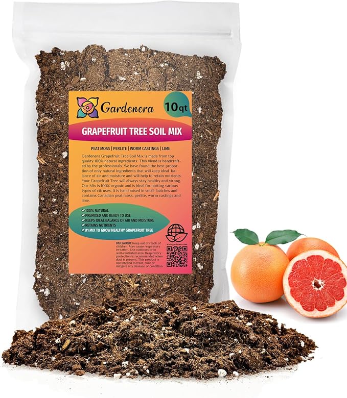 Premium Grapefruit Potting Mix - Expertly Crafted with Peat Moss, Perlite, Worm Castings, and Lime for Stronger Roots and Optimal Nutrient Absorption - 10 Quart