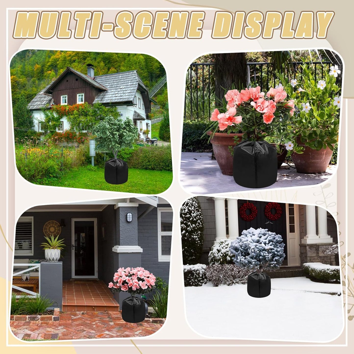 4PCS Plant Winter Protection Pot Covers, 17.7 * 21.6 Inchs Outdoor Pot Covers Pot Covers for Winter with Drawstring and Zipper Flower Pot Protection Bag for Outdoor Fruit Trees Potted Plants Shrubs