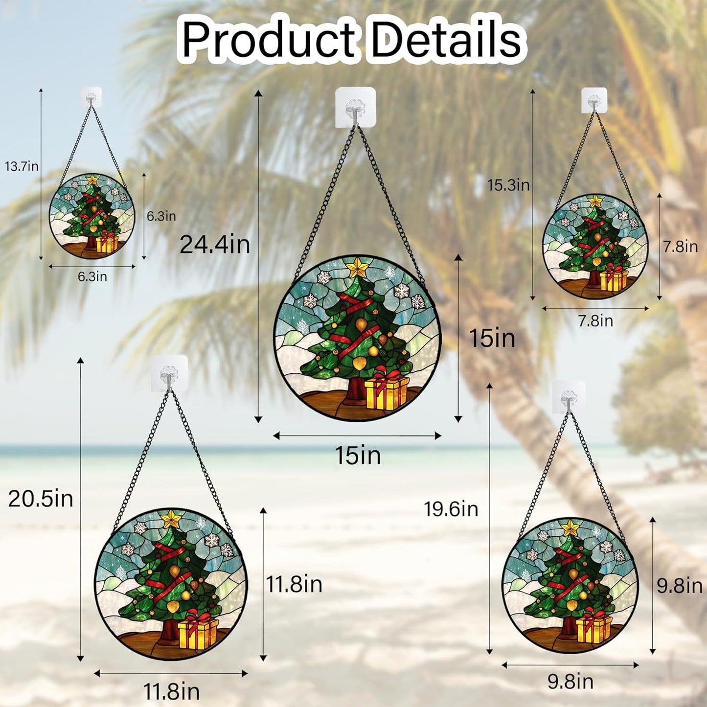 Stained Glass Window Hanging Green Christmas Tree Snowflake 9.8" - Suncatcher Door Garden Sun Catcher Xmas Holiday Decor Birthday for Mom Men Woman Friend Nana