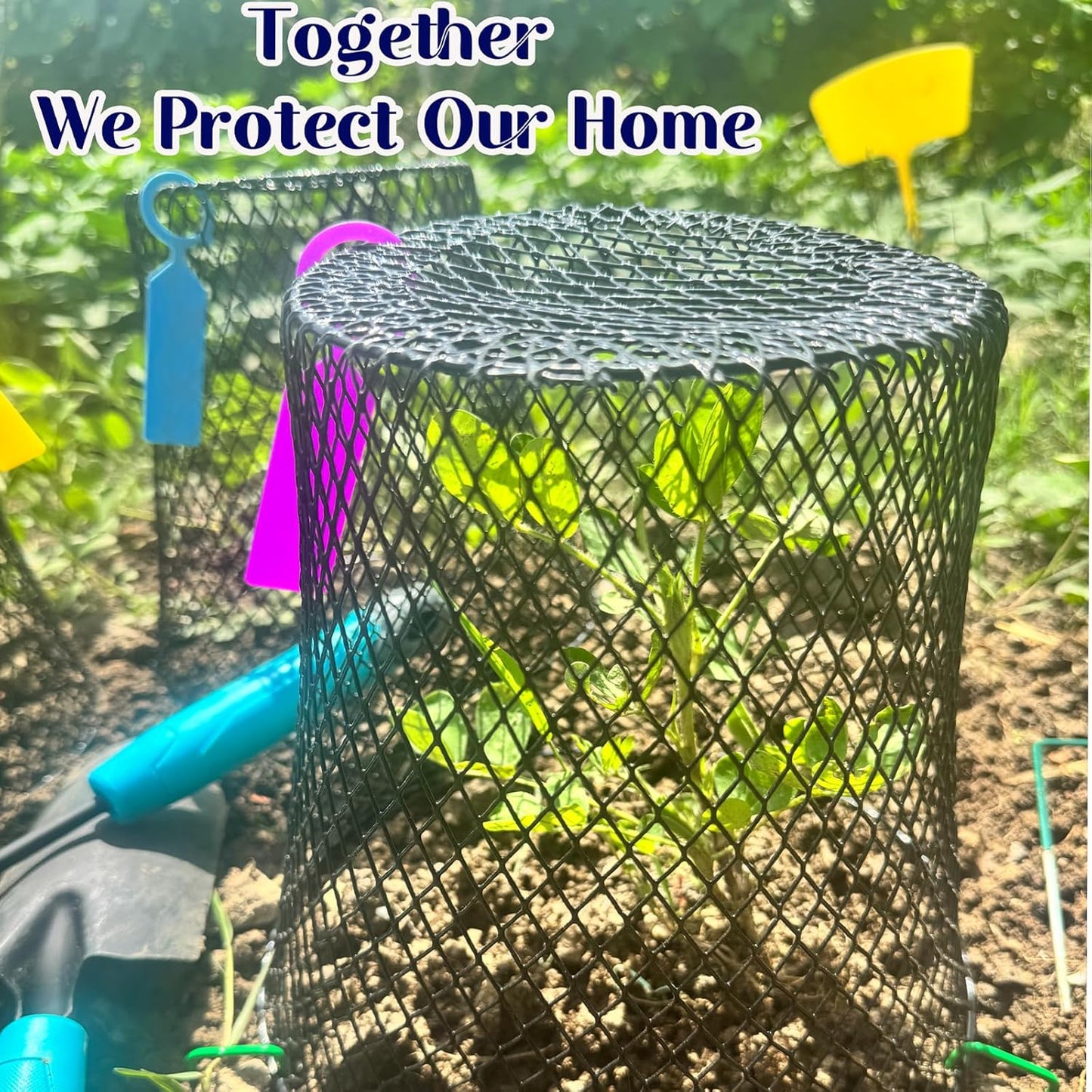 Feel Natural 10Pcs"9.25x9.45"Chicken Wire Cloches Plant Cover,Plant Cage,Plant Protectors from Animals,Plant Covers from Animals,with 30Pcs Landscape Staples&20Pcs Garden Plant Label.