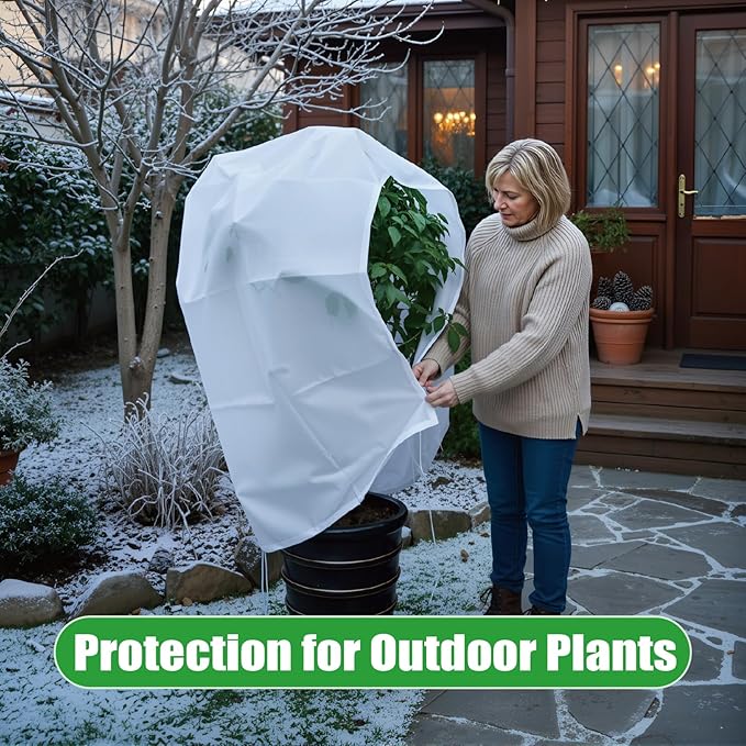 2-Pack Plant Covers Freeze Protection, Winter Frost Cloth with Zipper & Drawstring - 39.37''W x 47.24''H White Frost Blankets for Outdoor Garden Plants and Trees