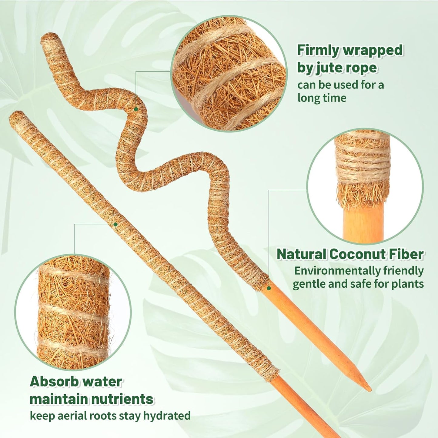 4 Pack Moss Pole, 28 Inch Bendable Moss Pole for Plants Monstera, Monstera Plant Support, Garden Trellis Plant Stick Stakes for Indoor Potted Plants Pothos
