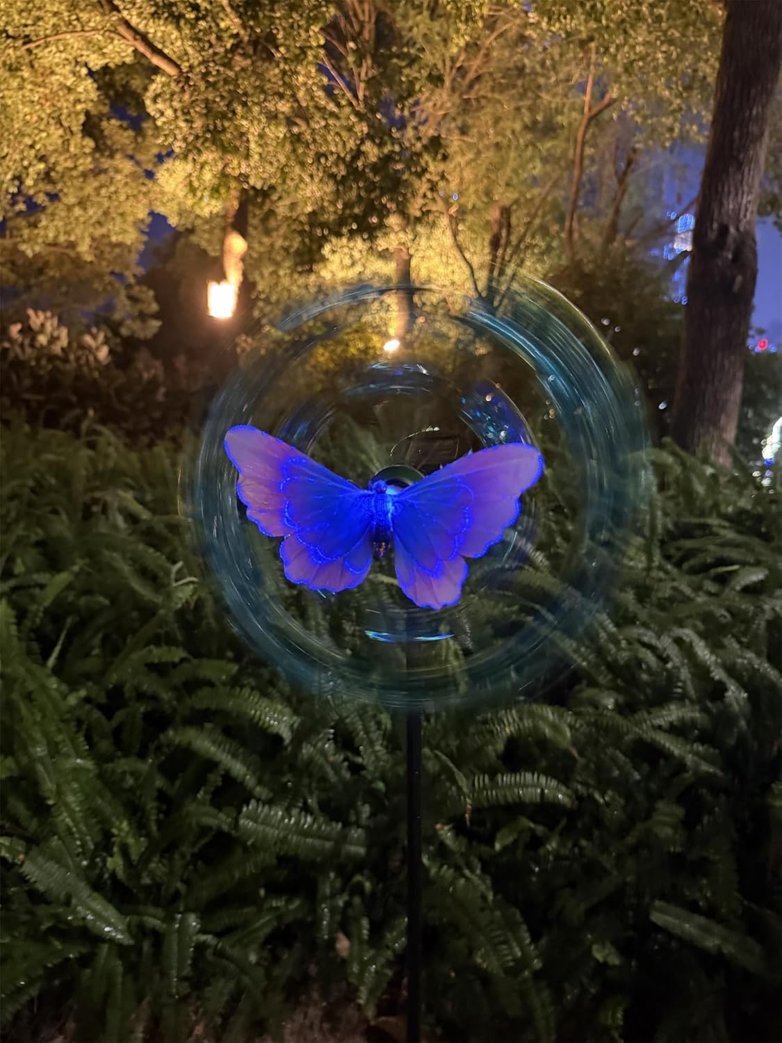 46" Butterfly Solar Outdoor Windmill Wind Spinners for Yard and Garden, Sapphire Kinetic Wind Spinner Outdoor Decor, Wind Sculpture Yard Art for Patio, Lawn & Garden