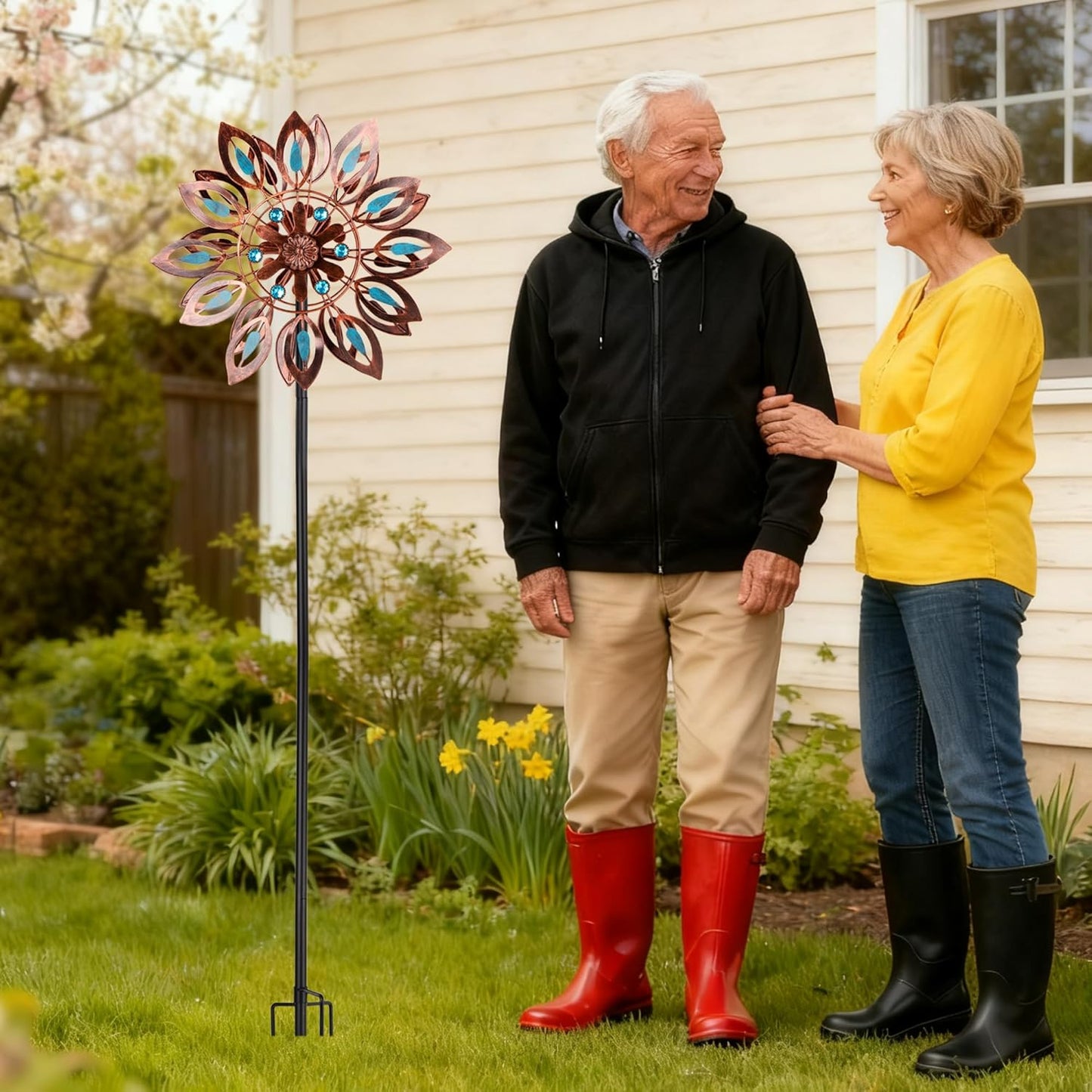 Wind Spinners for Outdoor Yard Decor, 360 Degrees Swivel Outdoor Metal Wind Spinner, 62" Wind Sculptures Garden Decor for Patio Lawn Yard
